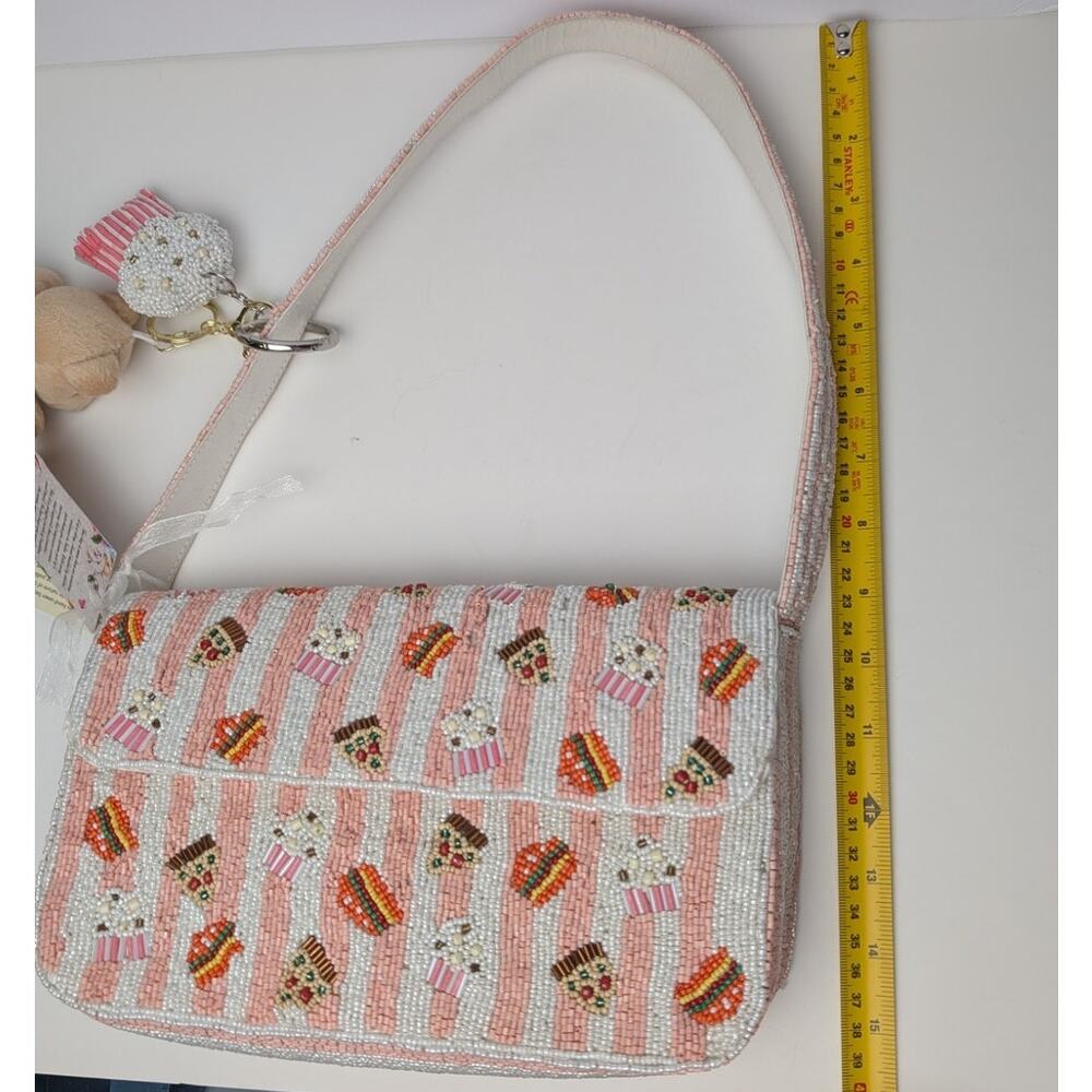 Bear Charm Y2K Beaded Food Shoulder Bag NEW W TAGS Feminine Viral Made in India - Picture 14 of 14